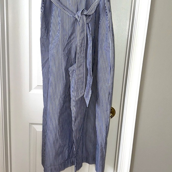 🆕 J. Crew Seersucker Jumpsuit Blue & White. Hand Pockets. Waist Tie. Size 6 - Picture 8 of 13